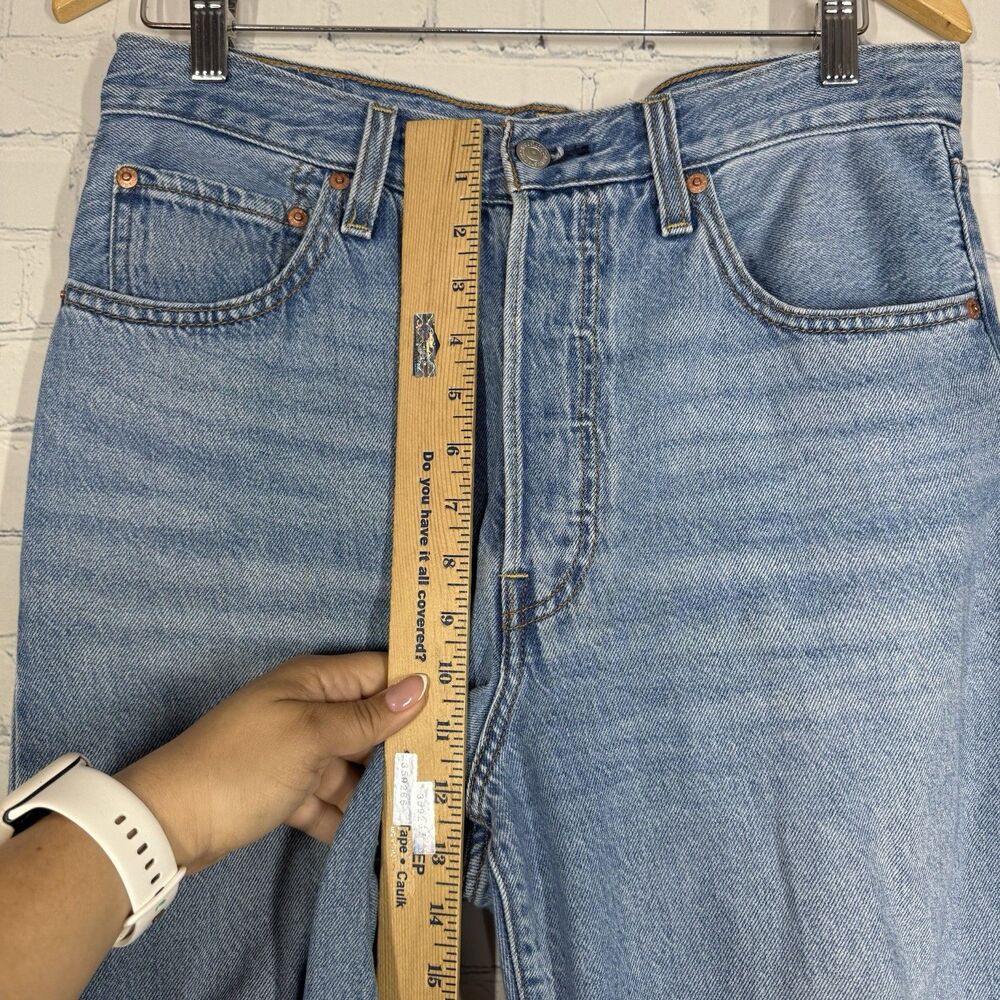 Levis Ribcage Straight Ankle Jeans Women W30 L27 Button Fly Big E Light Blue - Picture 10 of 16